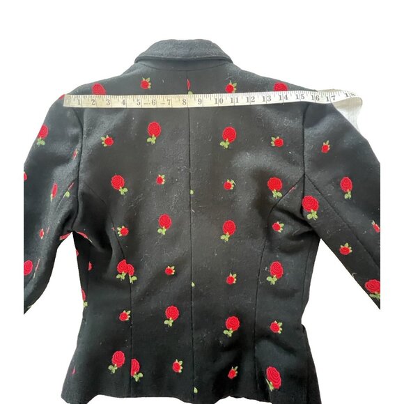 LOLITA LEMPICKA Paris Size 8 US 40 FR Black Wool Jacket Embroidered Roses France - Picture 16 of 16